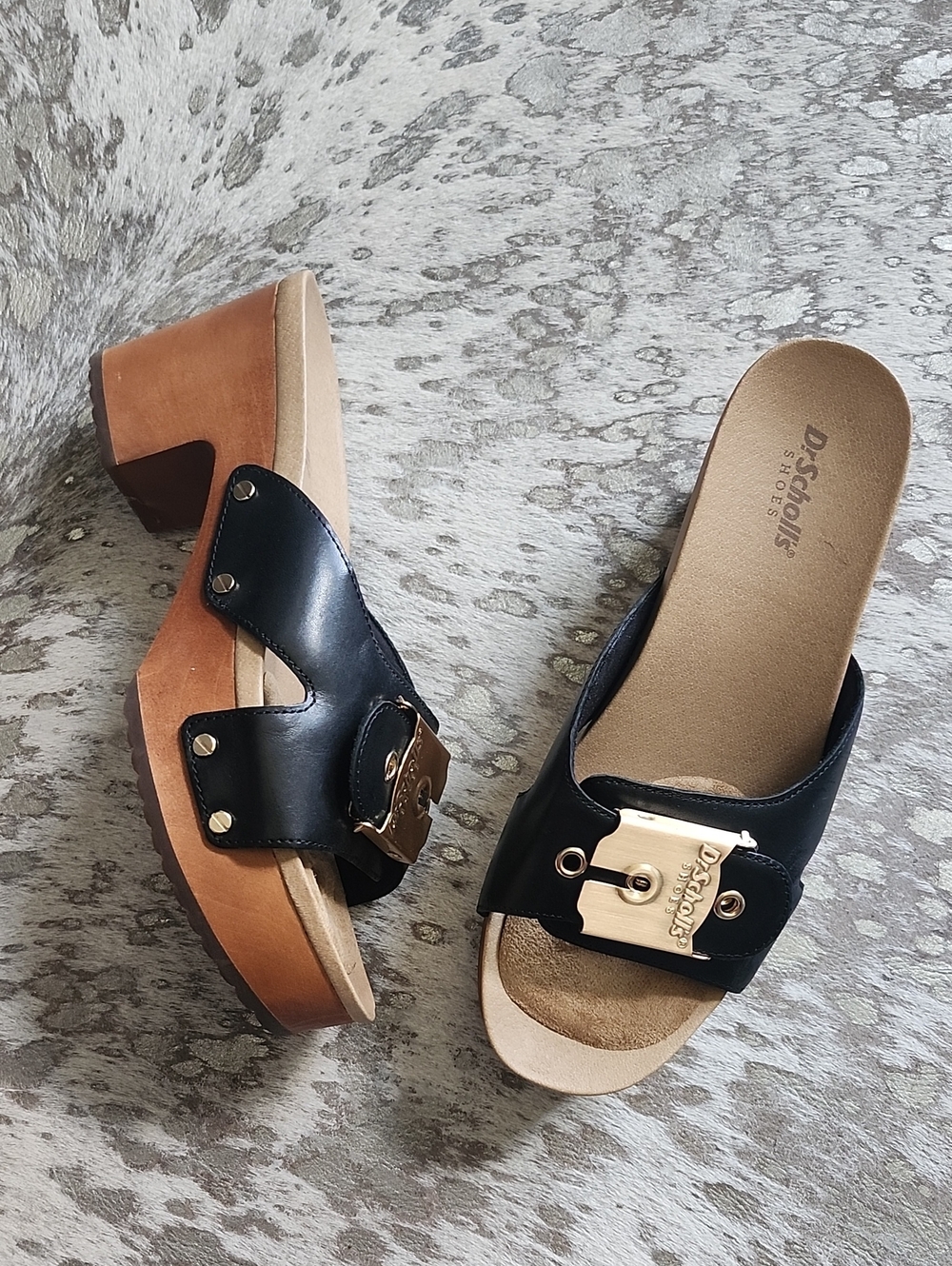Dr. Scholl's Original Max Slide Sandal Leather Black NWOB Sz8
